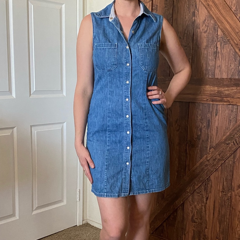 Vintage Tommy button up jean dress Sz 6